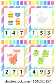 Educational pictures for children to learn numbers. Cartoon style. Vector illustration