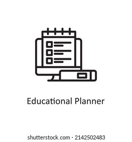 Ilustración de diseño de iconos de esquema del vector del planificador educativo. Símbolo de tecnología educativa sobre fondo blanco archivo EPS 10