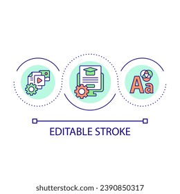 Educational platform design loop concept icon. Webdesign of learning system. Customization abstract idea thin line illustration. Isolated outline drawing. Editable stroke