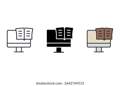 Iconos educativos de la plataforma aislados en el fondo blanco. Diseño de estilo plano