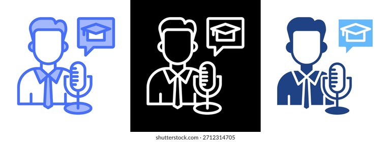 Educational Podcast Icon triplestyle Vector Illustration