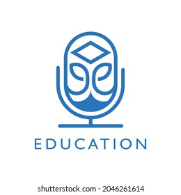 Logo de podcast educativo para micrófono y plantilla exclusiva para graduación