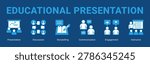 Educational Presentation web banner icon concept, with Presentation, Discussion, Storytelling, Communication, Engagement, Instruc.