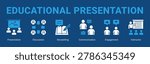 Educational Presentation web banner icon concept, with Presentation, Discussion, Storytelling, Communication, Engagement, Instruc.
