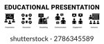 Educational Presentation web banner icon concept, with Presentation, Discussion, Storytelling, Communication, Engagement, Instruc.