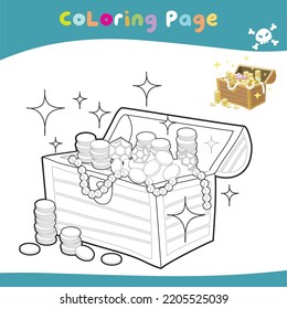 Educational printable coloring worksheet. Cute pirate illustration. Vector outline for coloring page.