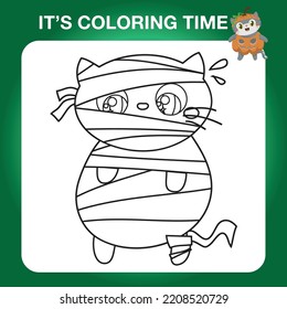 Hoja de trabajo de coloreado educativo imprimible. Cute ilustración de Halloween. Esquema del vector para la página de coloreado.