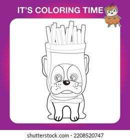 Hoja de trabajo de coloreado educativo imprimible. Cute ilustración de Halloween. Esquema del vector para la página de coloreado.