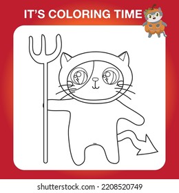Educational printable coloring worksheet. Cute Halloween illustration. Vector outline for coloring page.