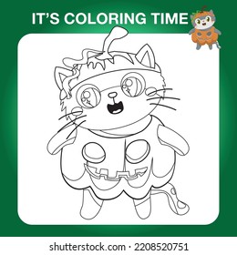 Educational printable coloring worksheet. Cute Halloween illustration. Vector outline for coloring page.