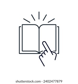 Educational process. Gaining new knowledge. Vector linear icon illustration isolated on white background.