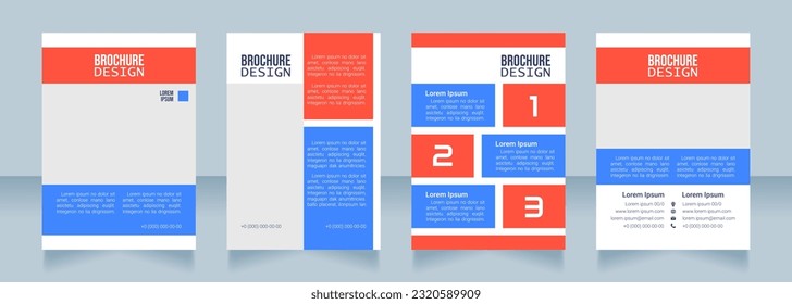 Educational program blank brochure design. Template set with copy space for text. Premade corporate reports collection. Editable 4 paper pages. Bebas Neue, Lucida Console, Roboto Light fonts used