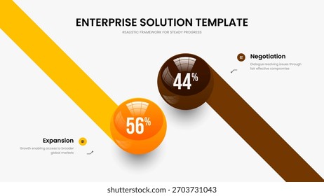 Modelo de Apresentação de Diagrama de Proposta Educacional de 2 Etapas. Ilustração do vetor de layout de slide da apresentação de produtos. Design de apresentação de slides de gráfico de dois elementos de planejamento digital.
