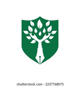 Concepto de diseño de logotipo educativo o editorial. Manos humanas y con diseño de iconos de lápiz. 