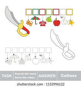 Educational puzzle game for kids. Find the hidden word Cutlass