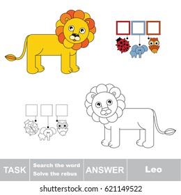 Educational puzzle game for kids. Find the hidden word Leo