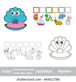 Educational puzzle game for kids. Find the hidden word Blue Oyster