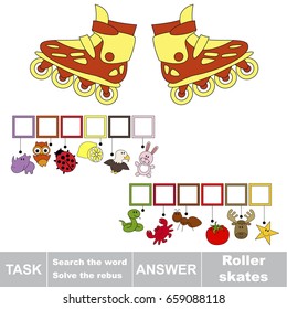 Educational puzzle game for kids. Find the hidden word Roller Skates