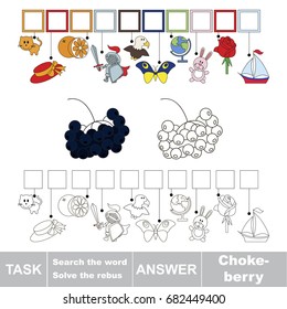 Educational puzzle game for kids. Find the hidden word Choke Berry
