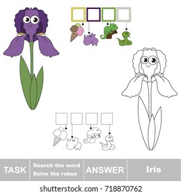 Educational puzzle game for kids. Find the hidden word Iris