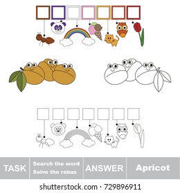 Educational puzzle game for kids. Find the hidden word Apricot
