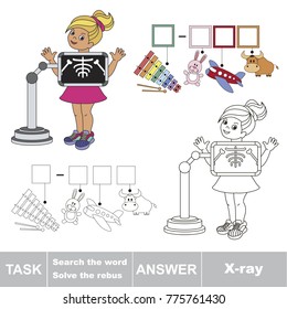 Educational puzzle game for kids. Find the hidden word X-ray Shot Girl