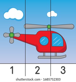 educational puzzle game for kids, Learning numbers. Cut play. Education developing worksheet. 
