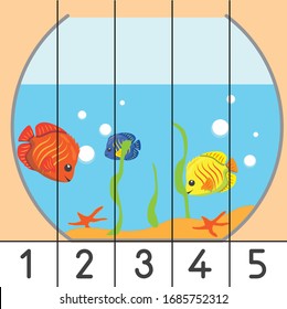 educational puzzle game for kids, Learning numbers. Cut play. Education developing worksheet. 