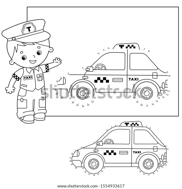Educational Puzzle\
Game for kids: numbers game.Taxi car. Images transport or vehicle\
for children. Coloring\
book