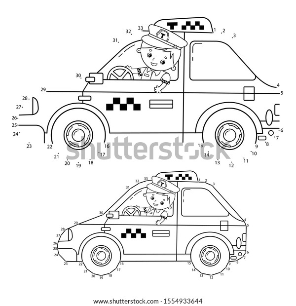 Educational Puzzle\
Game for kids: numbers game.Taxi car. Images transport or vehicle\
for children. Coloring\
book