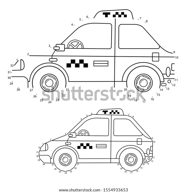Educational Puzzle\
Game for kids: numbers game.Taxi car. Images transport or vehicle\
for children. Coloring book\

