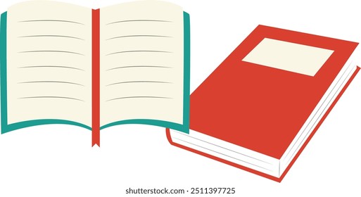 Educational Reading Book Illustration Isolated on White Background. Flat Vector Cartoon Graphics