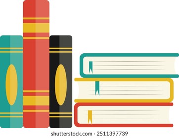 Educational Reading Book Illustration Isolated on White Background. Flat Vector Cartoon Graphics