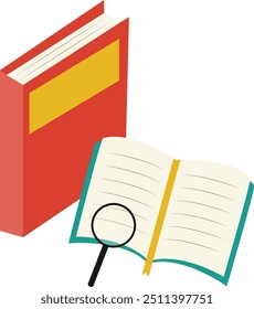 Ilustración de libro de lectura educativa aislada sobre fondo blanco. Gráficos de dibujos animados de Vector plano