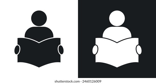 Educational Reading Icon Set. Vector symbols for open books and studying. Pictograms for library learning.