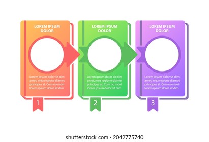 Educational research vector infographic template. Learning steps presentation design elements with text space. Data visualization with 3 steps. Process timeline chart. Workflow layout with copyspace