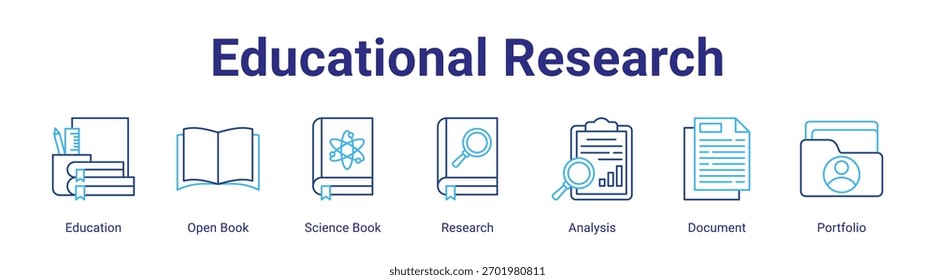 Elemento del icono del Anuncio del Web de investigación educativa para el diseño en una colección