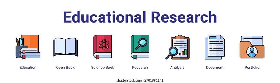 Elemento del icono del Anuncio del Web de investigación educativa para el diseño en una colección