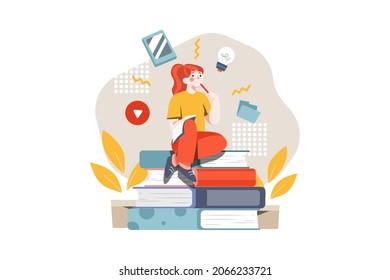 Educational Resource Illustration concept. Flat illustration isolated on white background.