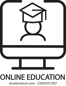 Educational resources vector line icon set, online learning courses, distant education, E learning tutorials. Vector illustration
