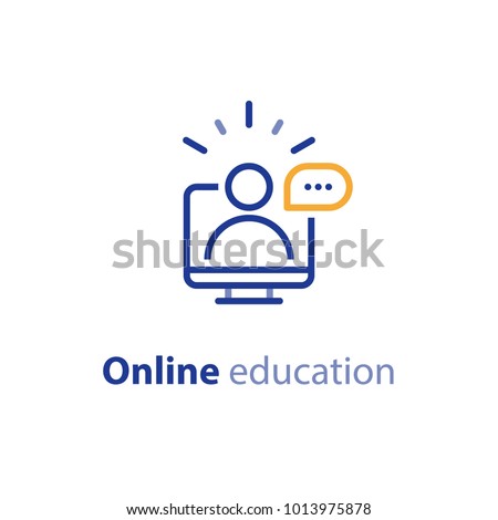 Educational resources vector line icon set, online learning courses, distant education, e-learning tutorials