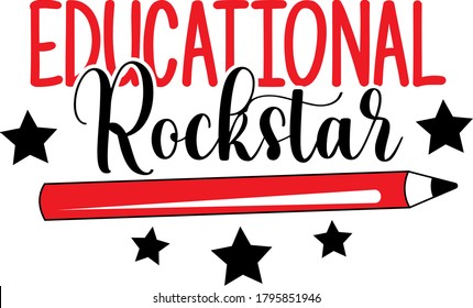 Educational rockstar quote. Pensil vector