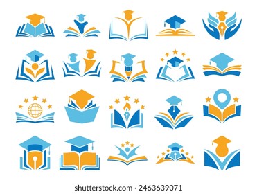 Conjunto de elementos de logotipo de escuela educativa