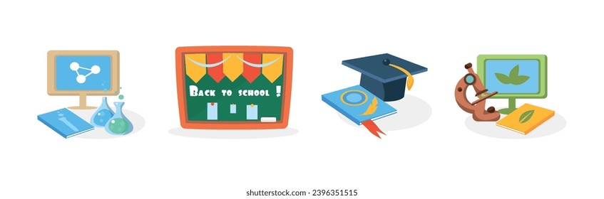 Educational and School Subject Supply and Element Vector Set