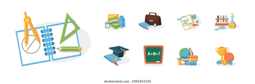 Educational and School Subject Supply and Element Vector Set