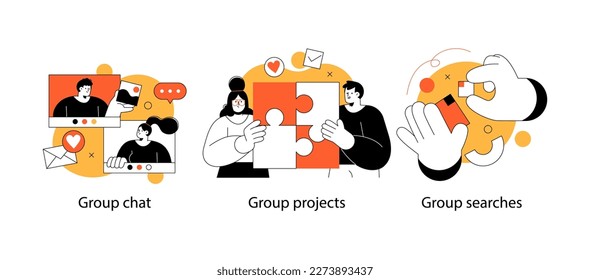 Educational and Self-Development Concept Illustrations. Different people inolved in education process. Concept for trainings, seminars, back to school, online courses.