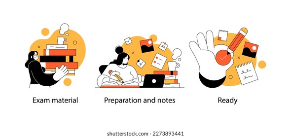 Educational and Self-Development Concept Illustrations. Different people inolved in education process. Concept for trainings, seminars, back to school, online courses.