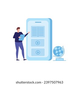 Educational and Self-Development Concept Illustrations. Different people involved in education process. Concept for trainings, seminars, back to school, online courses.