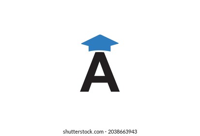 Educational sign and graduation cap by A letter. Education learner