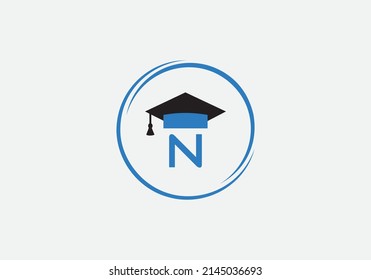 Educational sign and Graduation cap with the letter and alphabets vector